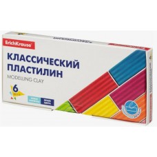Пластилин 6 цв.классический Erich Krause Basic 6 цветов, 96 г. (коробка)